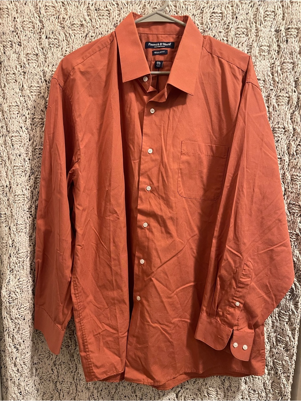Preswick & Moore Men's Rust-Orange Long Sleeve Dress Shirt
